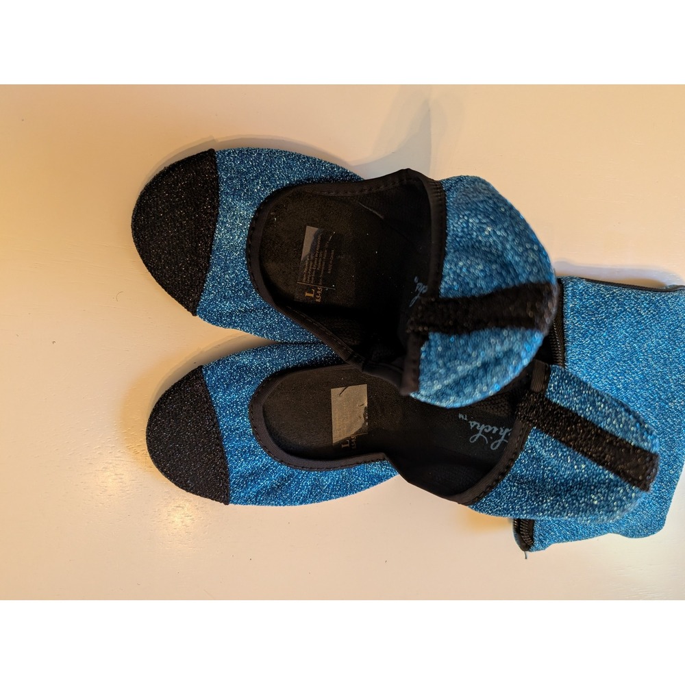 Sidekicks Energy Blue Glitter Foldable‎ Ballet Flats Shoes L 8.5-9.5